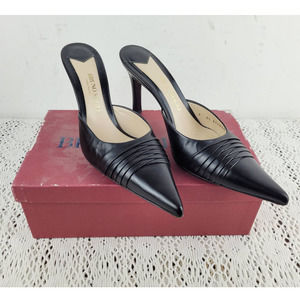 Bruno Magli Resedia Black Genuine Leather Pointed Heels Shoes US Women Size 8.5